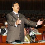 Prime Minister Syed Yusuf Raza Gilani addressing during National Assembly Session on 18 November 2011.