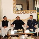 President Asif Ali Zardari and Prime Minister Raja Pervez Ashraf chairing a meeting of heads of allied parties at Aiwan-e-Sadr on Sep 17, 2012