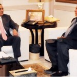 Prime Minister Raja Pervez Ashraf called on President Asif Ali Zardari at Bilawal House, Karachi on 09 January 2013.