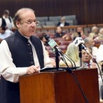 Prime Minister Muhamamd Nawaz Shairf addressing the Jont Session of the Parliament in Islamabad on 5th October 2016.